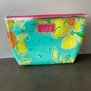 Lilly Pulitzer For Estee Lauder Makeup Bag Yellow Green Floral New without Tag